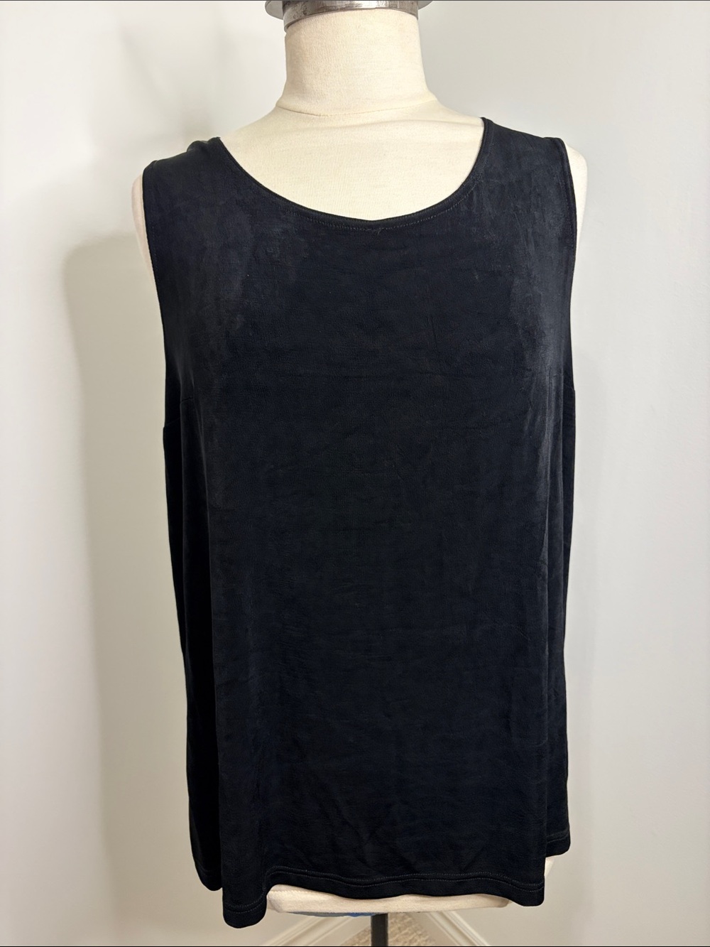🇨🇦JOSEPH RIBKOFF Black Faux Suede Tank Top Made in Canada Scoop Neck SIZE 12